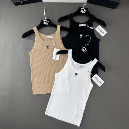 Dior Women Tank Top Sandy Ribbed Cotton Jersey 343T50B4086X0200 - 图片 8