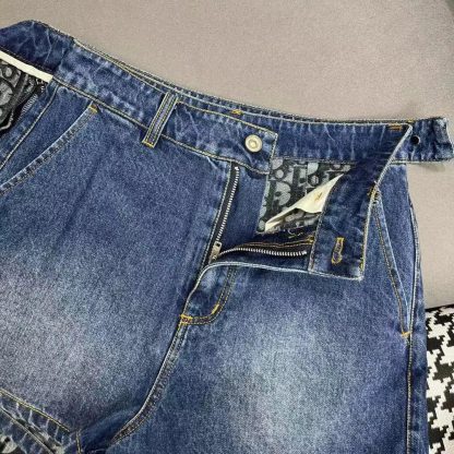 Dior Women Wrap Miniskirt with Integrated Shorts Navy Blue Stonewashed Cotton Denim - 图片 9
