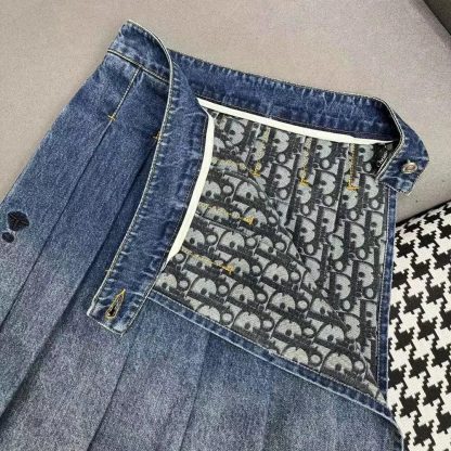 Dior Women Wrap Miniskirt with Integrated Shorts Navy Blue Stonewashed Cotton Denim - 图片 8