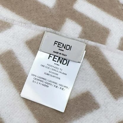 Fendi Unisex FF Scarf Beige Wool and Cashmere Scarf - 图片 9