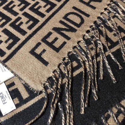 Fendi Unisex FF Scarf Brown Wool and Cashmere Scarf - 图片 5