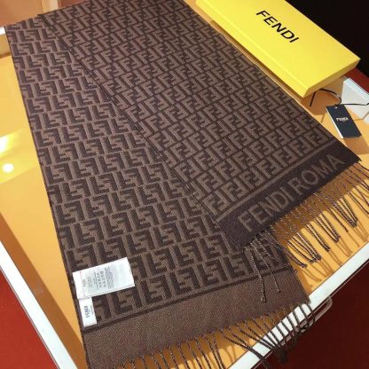 Fendi Unisex FF Scarf Burgundy Wool and Cashmere Scarf - 图片 3