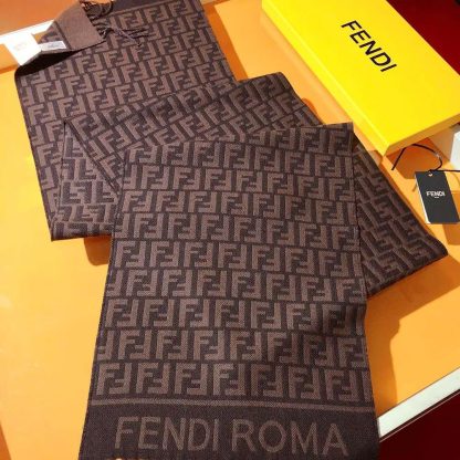Fendi Unisex FF Scarf Burgundy Wool and Cashmere Scarf - 图片 2