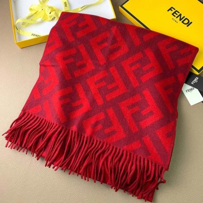 Fendi Unisex FF Scarf Red Cashmere Scarf FXT260A8RSF0QC9 - 图片 5
