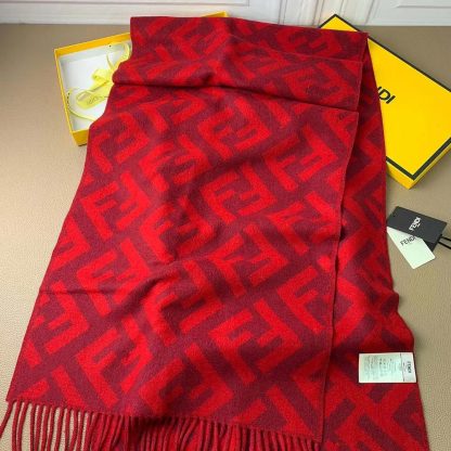 Fendi Unisex FF Scarf Red Cashmere Scarf FXT260A8RSF0QC9 - 图片 6