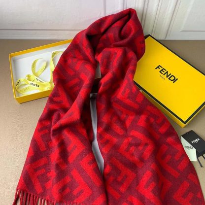 Fendi Unisex FF Scarf Red Cashmere Scarf FXT260A8RSF0QC9 - 图片 4