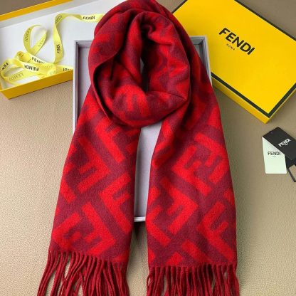 Fendi Unisex FF Scarf Red Cashmere Scarf FXT260A8RSF0QC9 - 图片 2