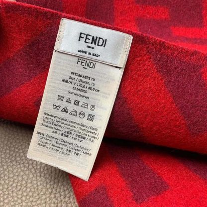 Fendi Unisex FF Scarf Red Cashmere Scarf FXT260A8RSF0QC9 - 图片 8