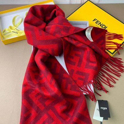 Fendi Unisex FF Scarf Red Cashmere Scarf FXT260A8RSF0QC9 - 图片 3