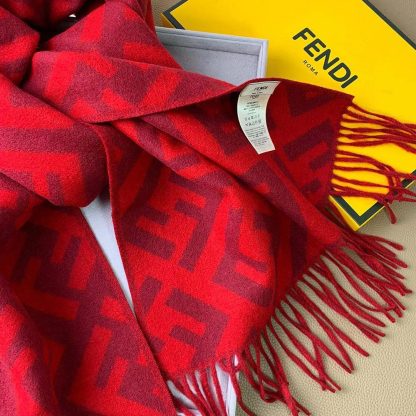 Fendi Unisex FF Scarf Red Cashmere Scarf FXT260A8RSF0QC9 - 图片 7