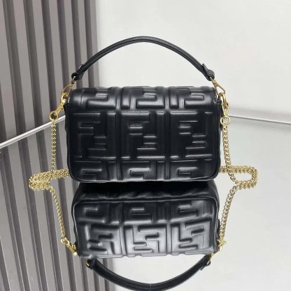 Fendi Women Baguette Mini Black Nappa Leather Bag with FF Motif - 图片 3