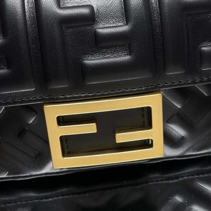 Fendi Women Baguette Mini Black Nappa Leather Bag with FF Motif - 图片 7