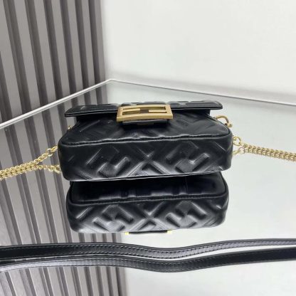 Fendi Women Baguette Mini Black Nappa Leather Bag with FF Motif - 图片 5