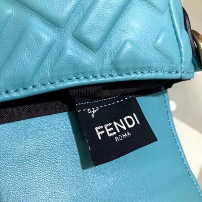 Fendi Women Baguette Mini Blue Nappa Leather Bag with FF Motif - 图片 8
