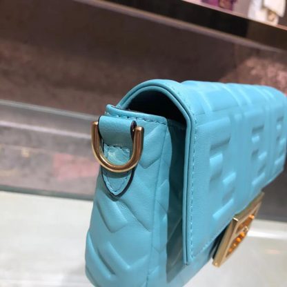 Fendi Women Baguette Mini Blue Nappa Leather Bag with FF Motif - 图片 6