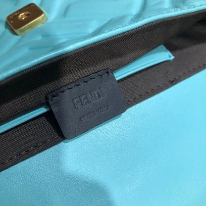 Fendi Women Baguette Mini Blue Nappa Leather Bag with FF Motif - 图片 9