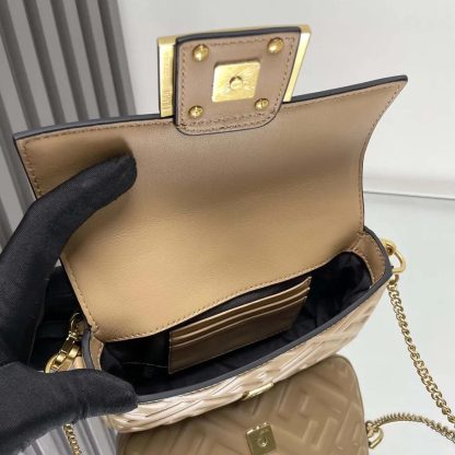 Fendi Women Baguette Mini Dove Gray Nappa Leather Bag with FF Motif - 图片 7