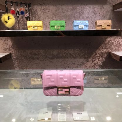 Fendi Women Baguette Mini Pink Nappa Leather Bag with FF Motif - 图片 2