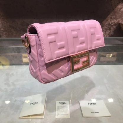 Fendi Women Baguette Mini Pink Nappa Leather Bag with FF Motif - 图片 3