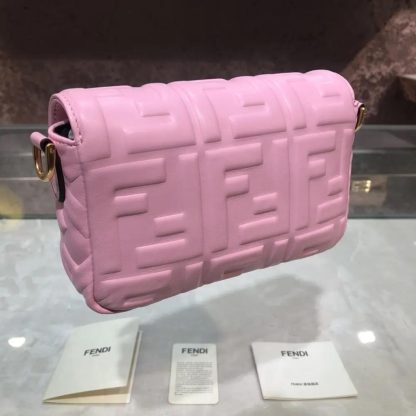 Fendi Women Baguette Mini Pink Nappa Leather Bag with FF Motif - 图片 4