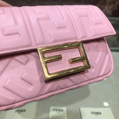 Fendi Women Baguette Mini Pink Nappa Leather Bag with FF Motif - 图片 6