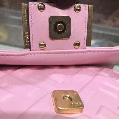 Fendi Women Baguette Mini Pink Nappa Leather Bag with FF Motif - 图片 7