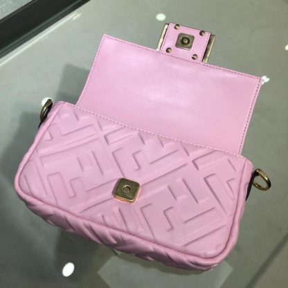 Fendi Women Baguette Mini Pink Nappa Leather Bag with FF Motif - 图片 5