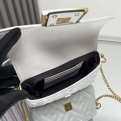 Fendi Women Baguette Mini White Nappa Leather Bag with FF Motif - 图片 8