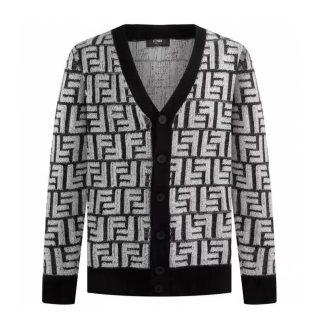 Fendi Men Cardigan Black FF Cashmere Cardigan