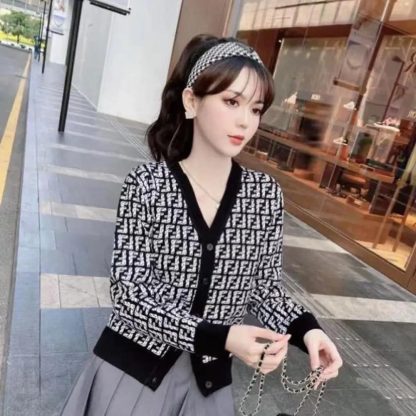Fendi Women Cardigan Black FF Cashmere Cardigan - 图片 9