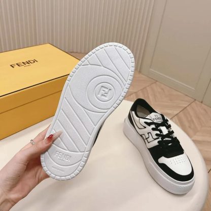Fendi Women Fendi Match Black Leather Platform Low-tops - 图片 10