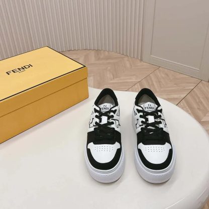 Fendi Women Fendi Match Black Leather Platform Low-tops - 图片 2