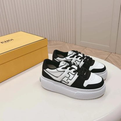 Fendi Women Fendi Match Black Leather Platform Low-tops - 图片 5