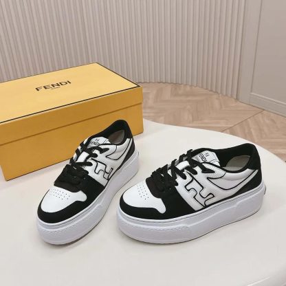 Fendi Women Fendi Match Black Leather Platform Low-tops - 图片 3