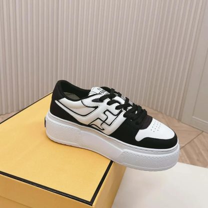 Fendi Women Fendi Match Black Leather Platform Low-tops - 图片 6