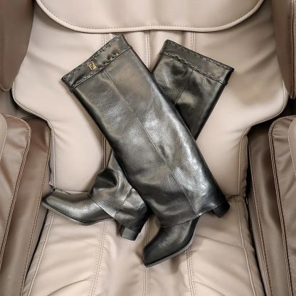 Fendi Women Show Black Leather Hhigh-heeled Boots - 图片 7