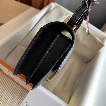 Hermes Women Constance 19 Bag Nata Ostrich Leather-BlackGold - 图片 7