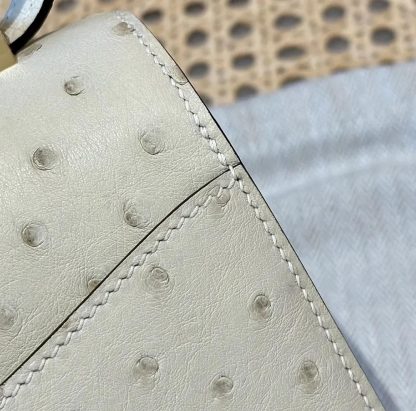 Hermes Women Constance 19 Bag Nata Ostrich Leather-WhiteGold - 图片 8