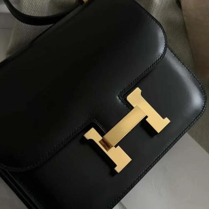 Hermes Women Constance 24 Bag Box Leather-BlackGold - 图片 9
