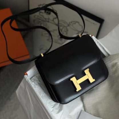 Hermes Women Constance 24 Bag Box Leather-BlackGold - 图片 2