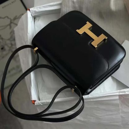 Hermes Women Constance 24 Bag Box Leather-BlackGold - 图片 7