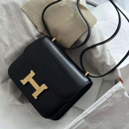 Hermes Women Constance 24 Bag Box Leather-BlackGold - 图片 3