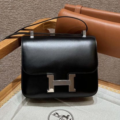 Hermes Women Constance 24 Bag Box Leather-BlackSilver - 图片 3