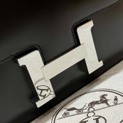 Hermes Women Constance 24 Bag Box Leather-BlackSilver - 图片 9