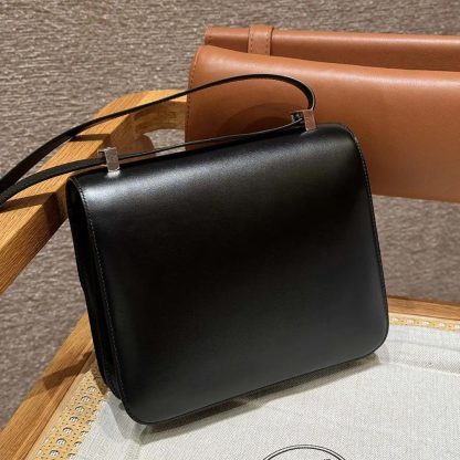 Hermes Women Constance 24 Bag Box Leather-BlackSilver - 图片 5