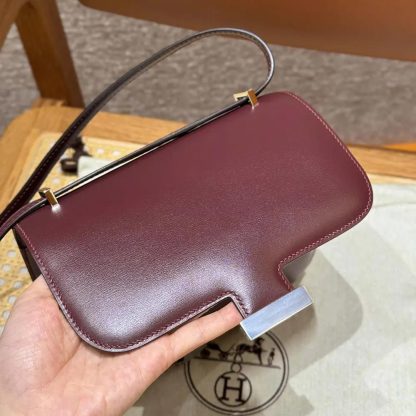 Hermes Women Constance 24 Bag Box Leather-MaroonSilver - 图片 5