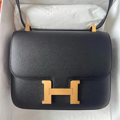 Hermes Women Constance 24 Bag Epsom Leather-BlackGold - 图片 2