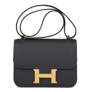 Hermes Women Constance 24 Bag Epsom Leather-BlackGold