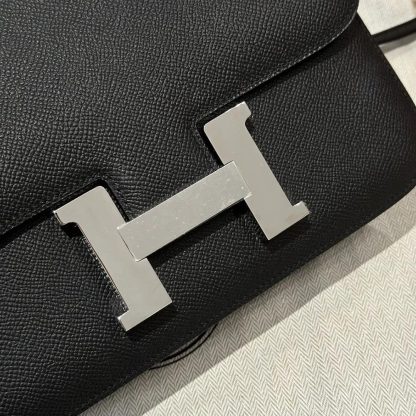 Hermes Women Constance 24 Bag Epsom Leather-BlackSilver - 图片 8