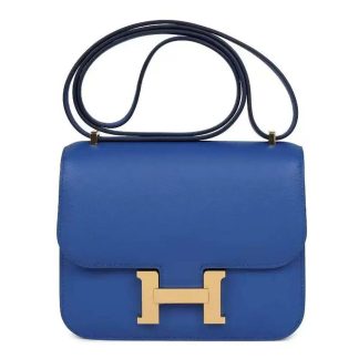 Hermes Women Constance 24 Bag Epsom Leather-BlueGold